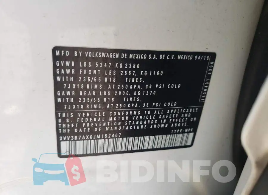3VV3B7AX0JM152467 Photo# 12