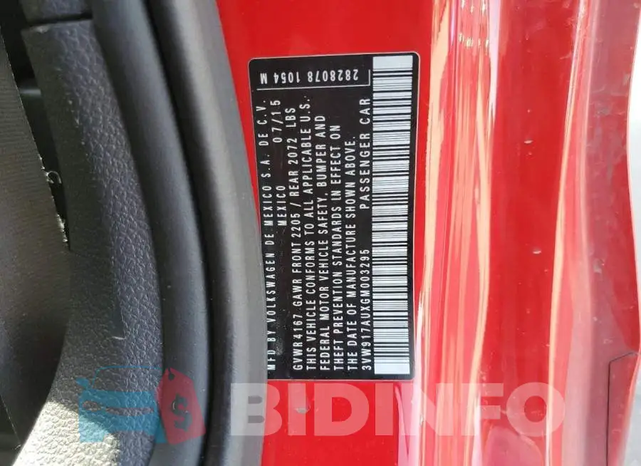 3VW917AUXGM003295 Photo# 12