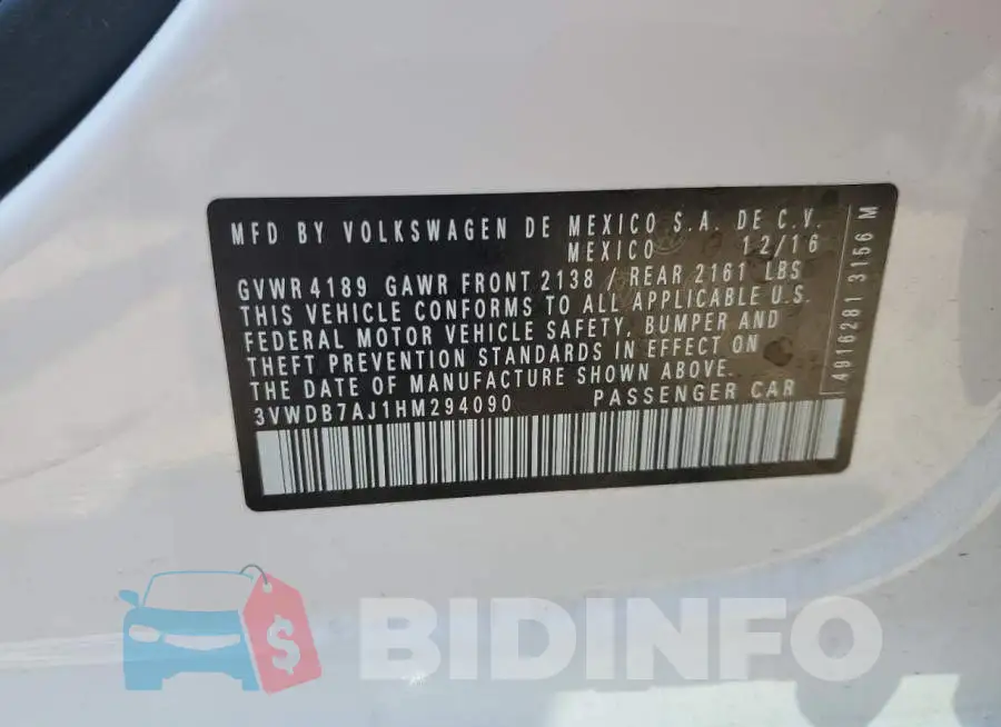 3VWDB7AJ1HM294090 Photo# 13