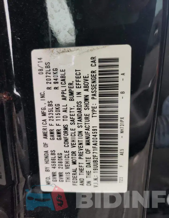 19UUB2F71FA004591 Photo# 13