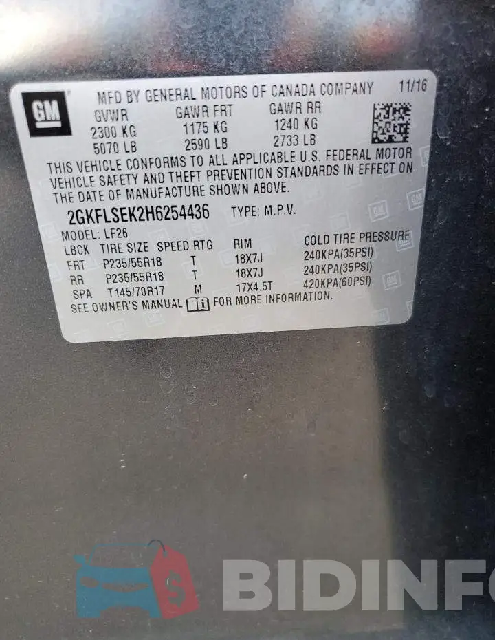 2GKFLSEK2H6254436 Photo# 14