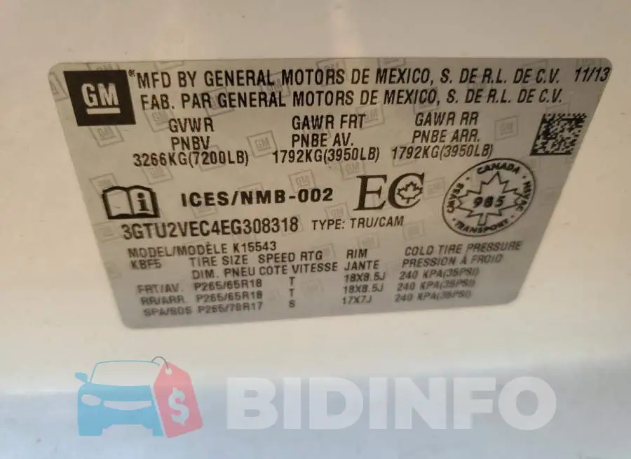 3GTU2VEC4EG308318 Photo# 13