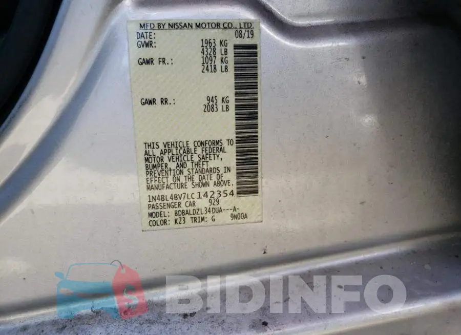 1N4BL4BV7LC142354 Photo# 12