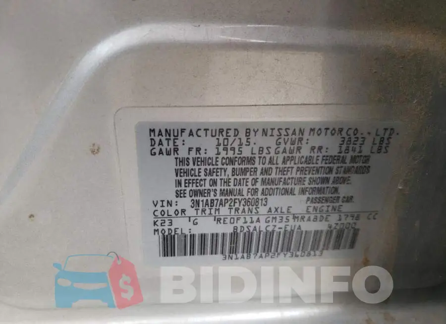3N1AB7AP2FY360813 Photo# 12