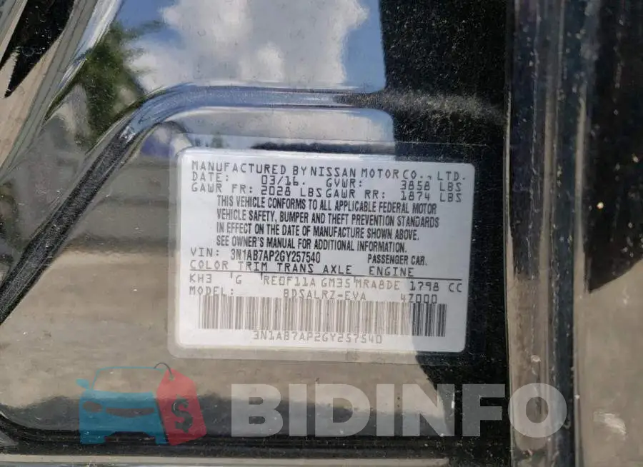 3N1AB7AP2GY257540 Photo# 12