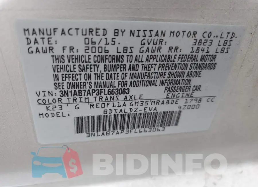3N1AB7AP3FL663063 Photo# 12