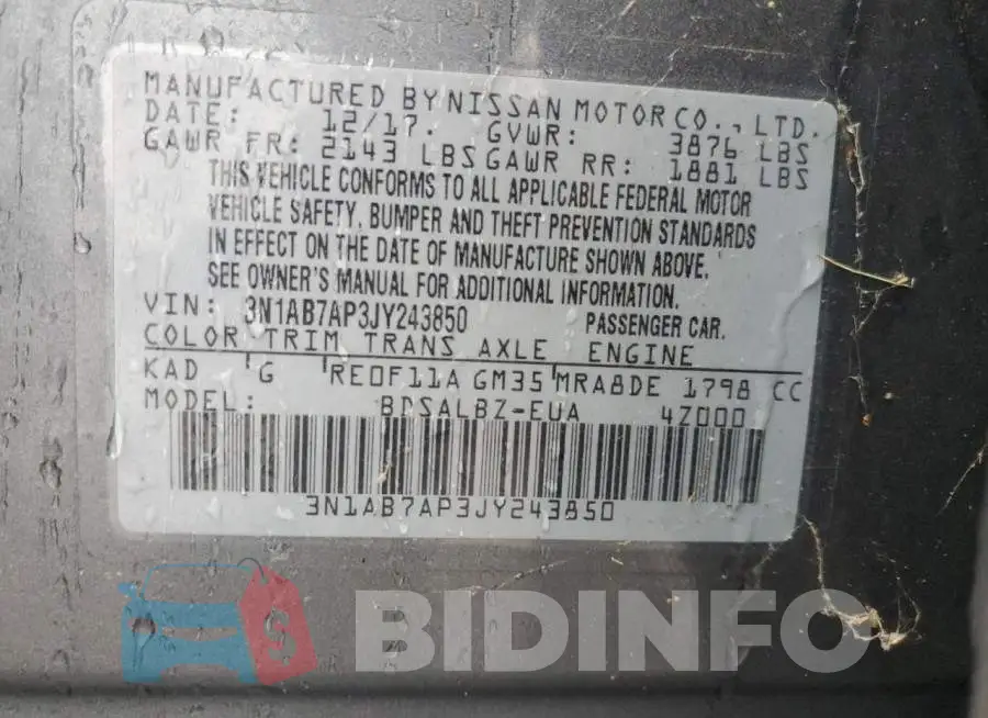 3N1AB7AP3JY243850 Photo# 12