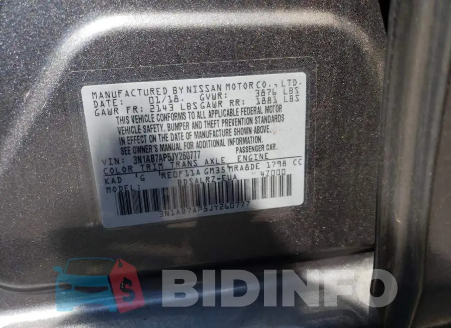 3N1AB7AP5JY260777 Photo# 12