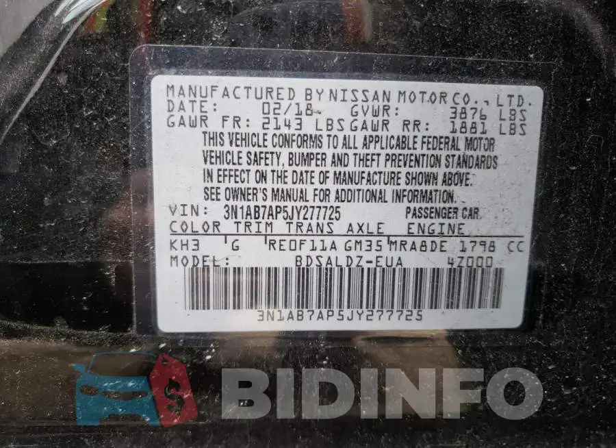 3N1AB7AP5JY277725 Photo# 13