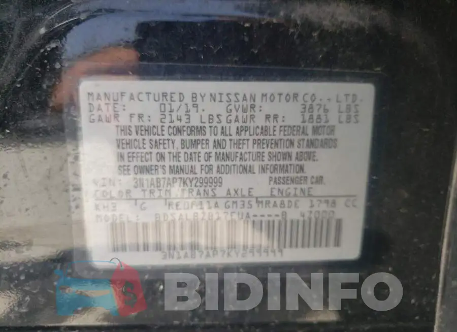 3N1AB7AP7KY299999 Photo# 12