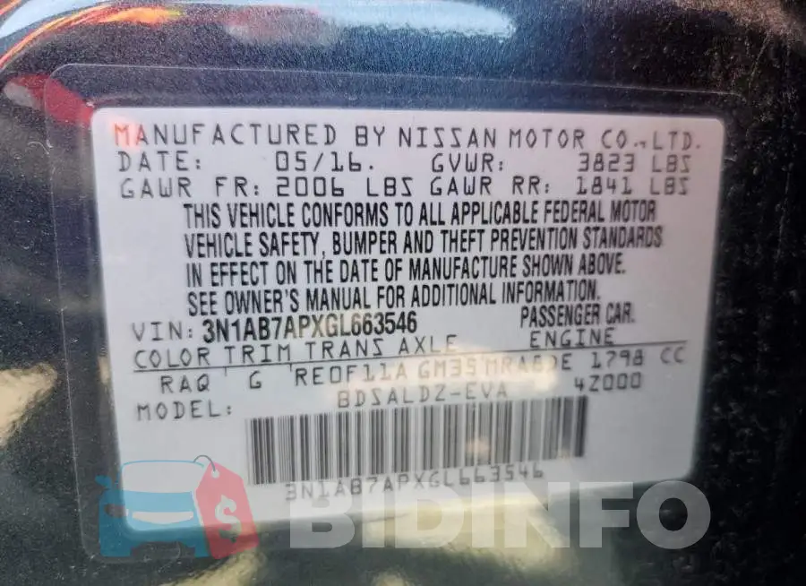 3N1AB7APXGL663546 Photo# 12