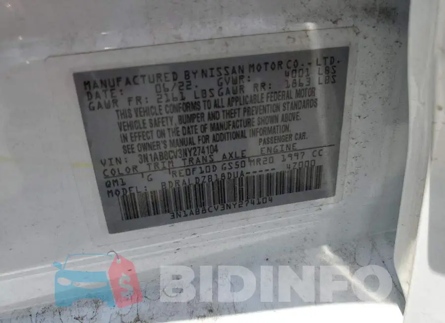 3N1AB8CV3NY274104 Photo# 12