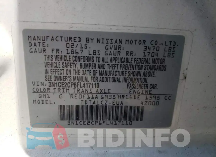 3N1CE2CP6FL417110 Photo# 12