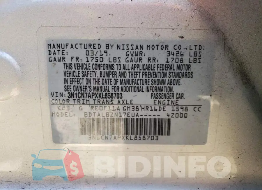 3N1CN7APXKL858703 Photo# 12