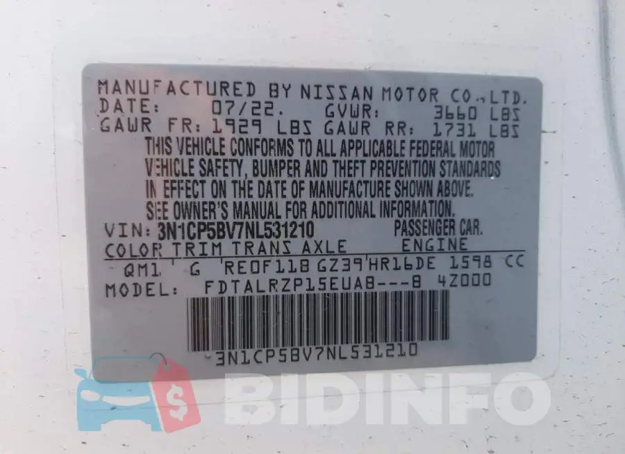 3N1CP5BV7NL531210 Photo# 12