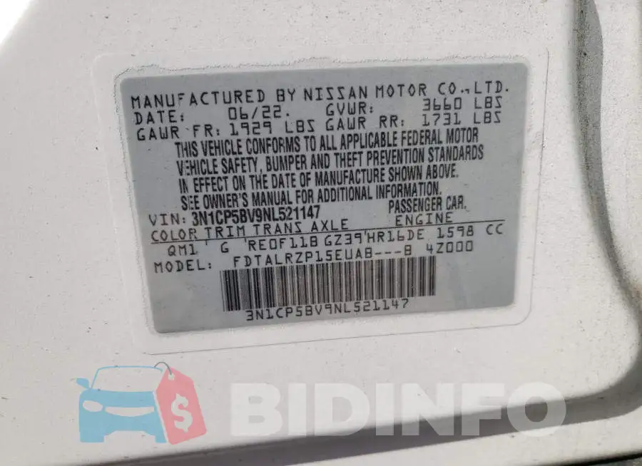 3N1CP5BV9NL521147 Photo# 12