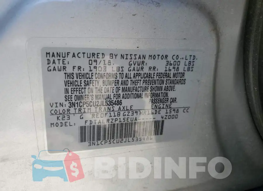 3N1CP5CU2JL535486 Photo# 12