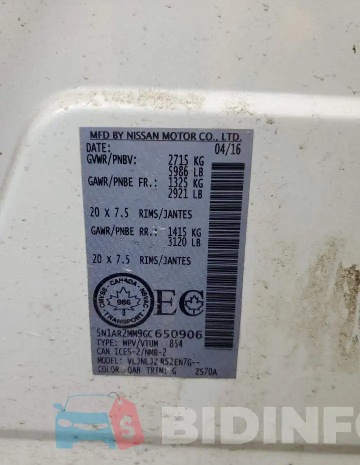 5N1AR2MM9GC650906 Photo# 13