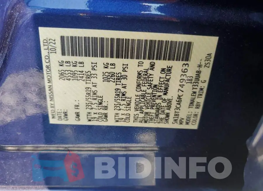 5N1BT3CA6PC749363 Photo# 13