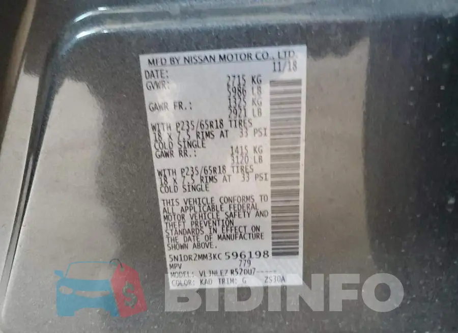 5N1DR2MM3KC596198 Photo# 12