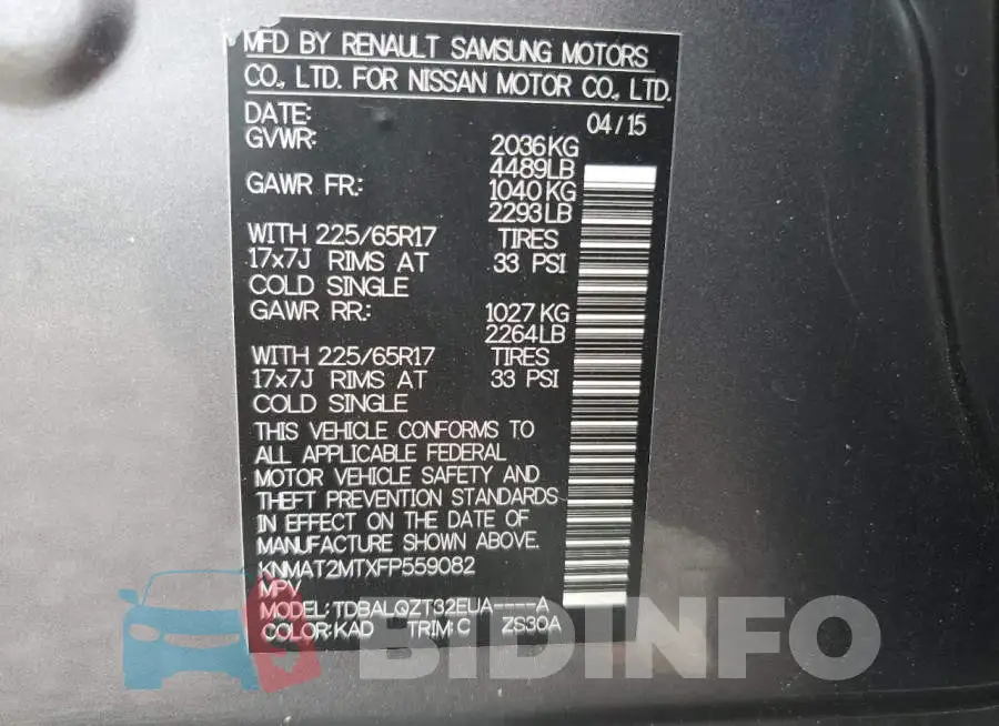 KNMAT2MTXFP559082 Photo# 12