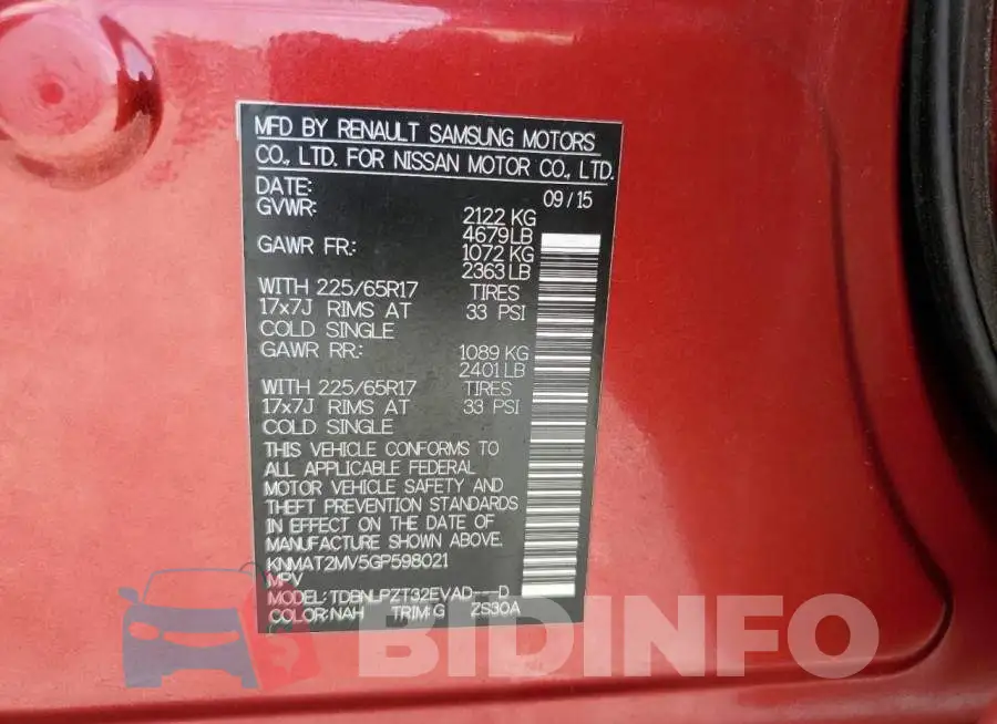KNMAT2MV5GP598021 Photo# 13