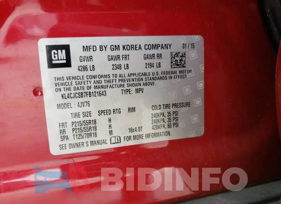KL4CJCSB7FB121643 Photo# 12