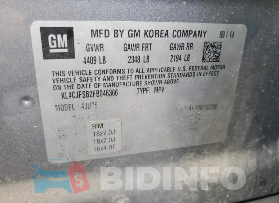KL4CJFSB2FB046366 Photo# 12