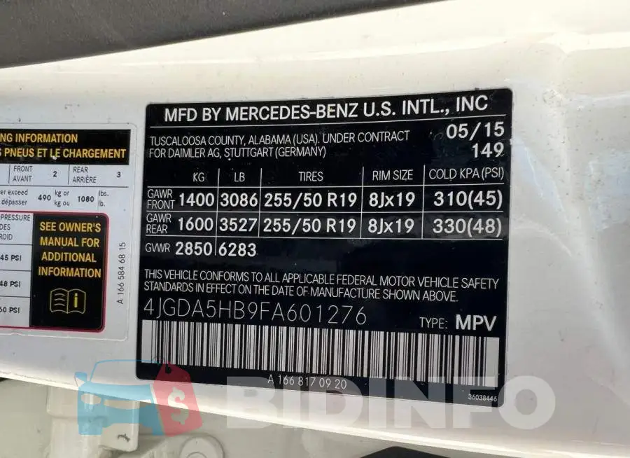 4JGDA5HB9FA601276 Photo# 10
