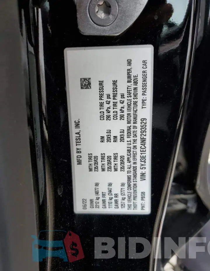 5YJ3E1EC4NF293529 Photo# 12