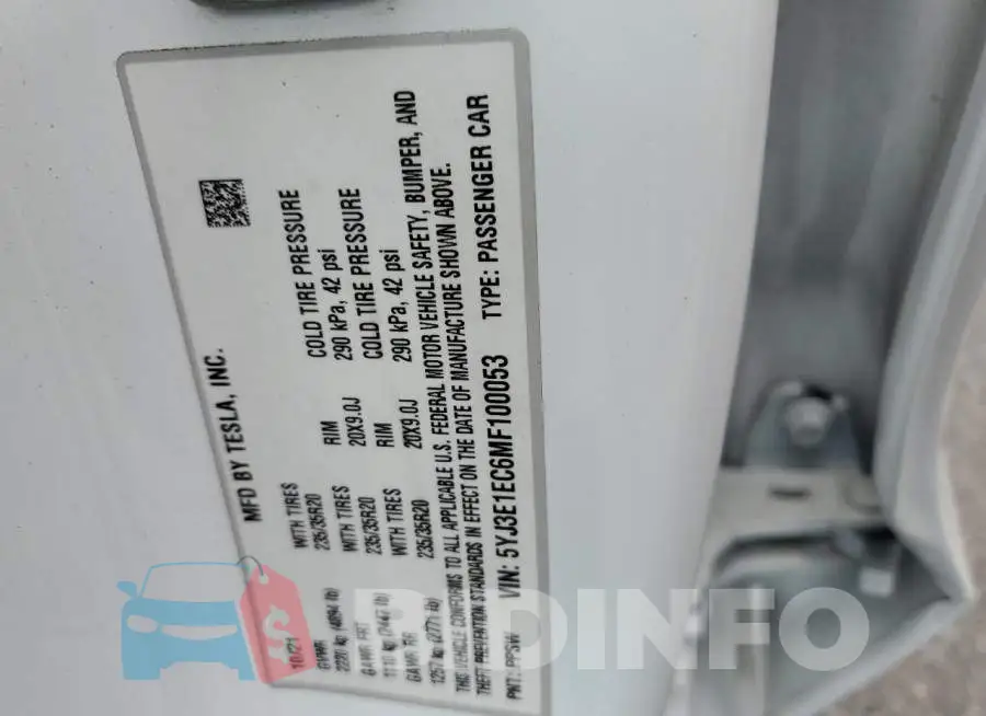 5YJ3E1EC6MF100053 Photo# 12