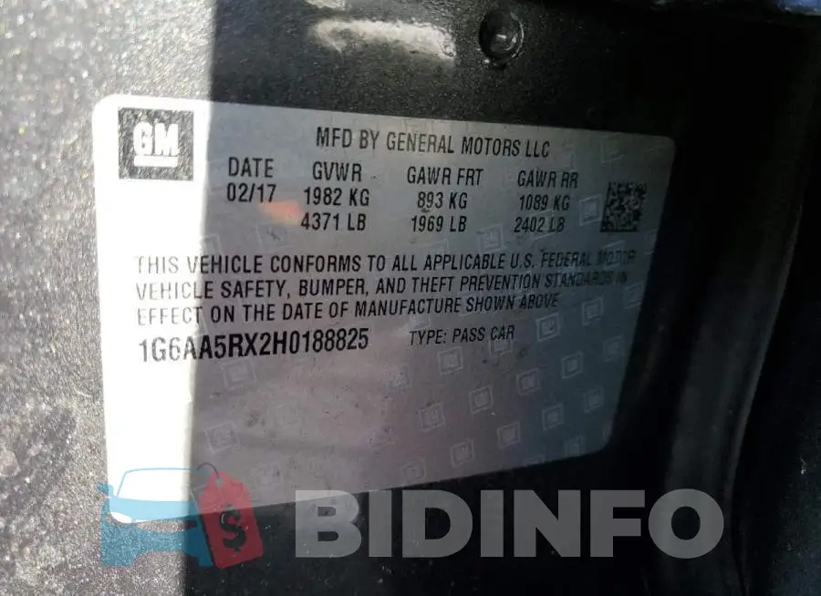 1G6AA5RX2H0188825 Photo# 12
