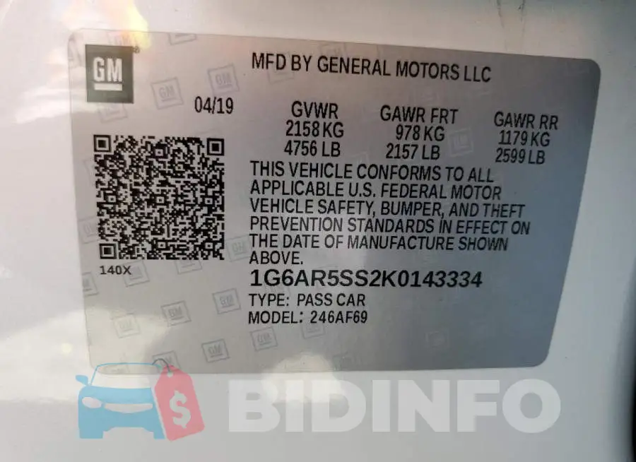1G6AR5SS2K0143334 Photo# 13