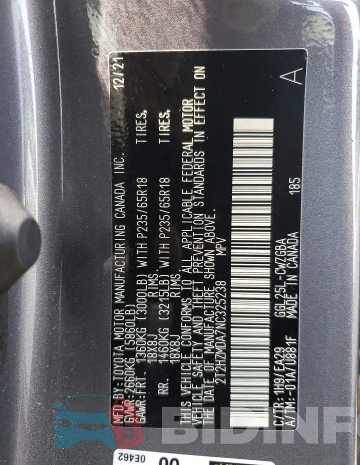 2T2HZMDA7NC325238 Photo# 13