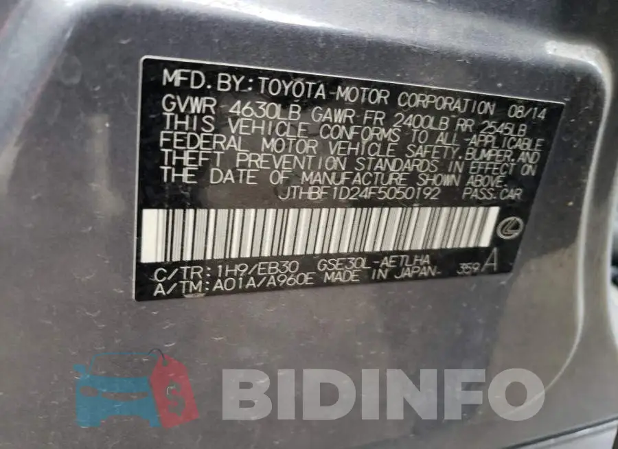 JTHBF1D24F5050192 Photo# 12