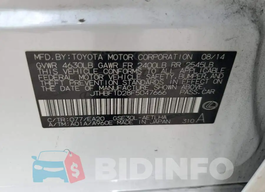 JTHBF1D28F5047666 Photo# 12