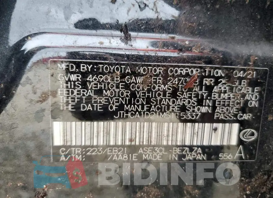 JTHCA1D21M5115337 Photo# 12