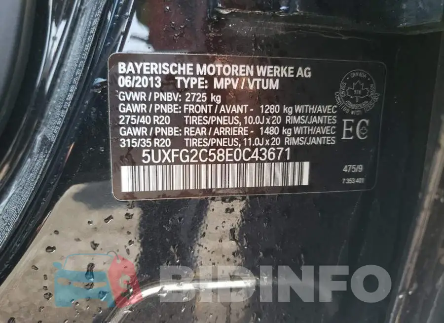 5UXFG2C58E0C43671 Photo# 13