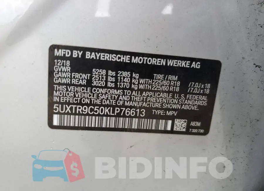 5UXTR9C50KLP76613 Photo# 13