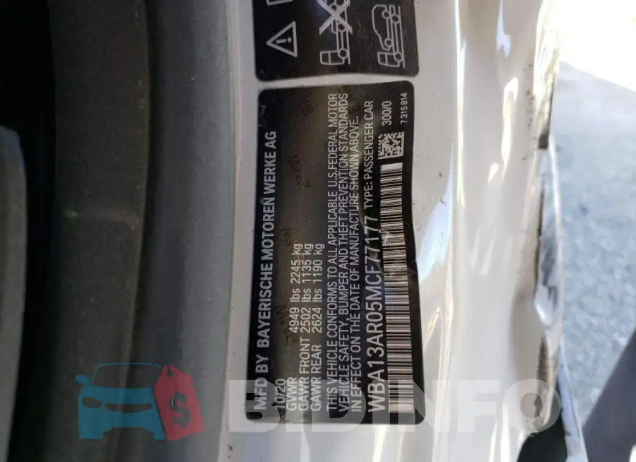 WBA13AR05MCF77177 Photo# 12