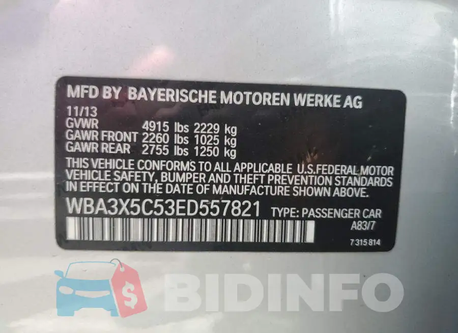 WBA3X5C53ED557821 Photo# 12
