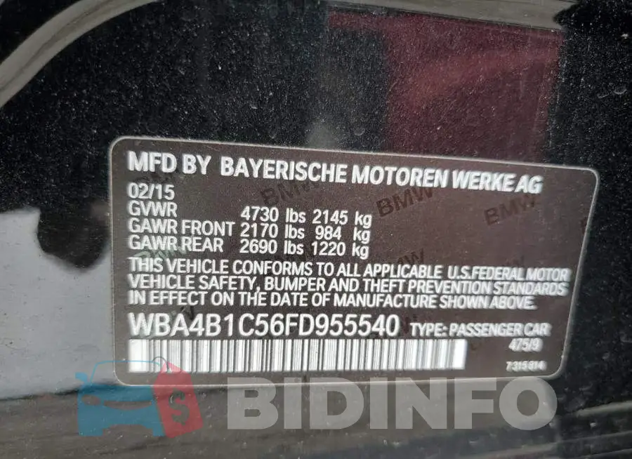 WBA4B1C56FD955540 Photo# 12