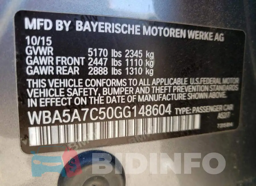 WBA5A7C50GG148604 Photo# 12