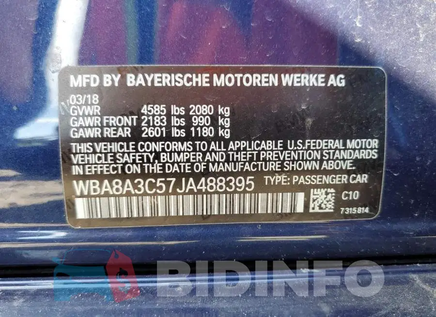 WBA8A3C57JA488395 Photo# 13