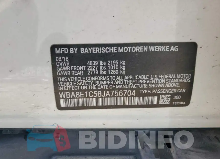 WBA8E1C58JA756704 Photo# 13