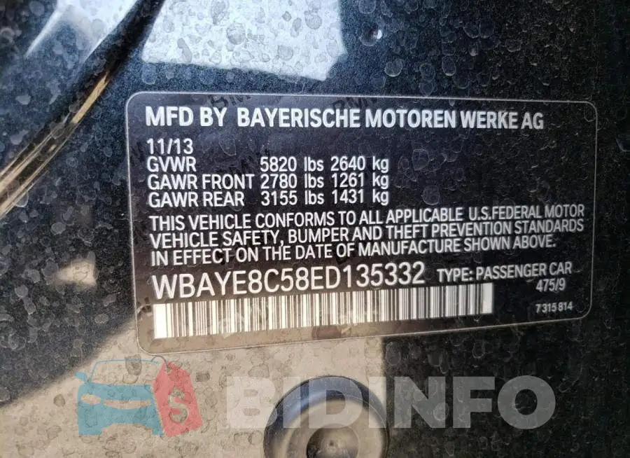 WBAYE8C58ED135332 Photo# 12