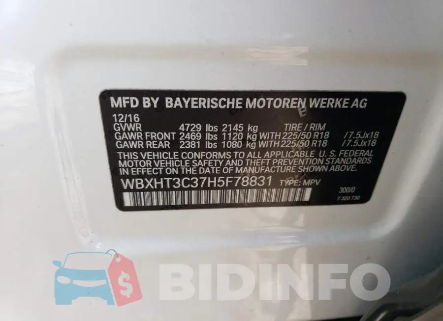 WBXHT3C37H5F78831 Photo# 14