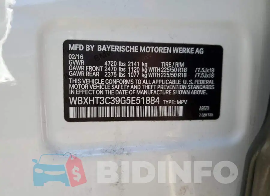 WBXHT3C39G5E51884 Photo# 12
