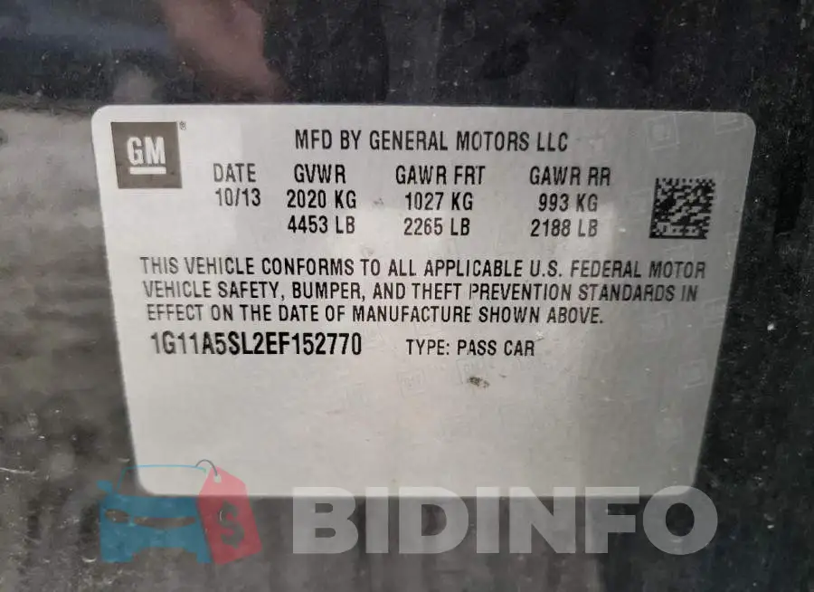 1G11A5SL2EF152770 Photo# 12