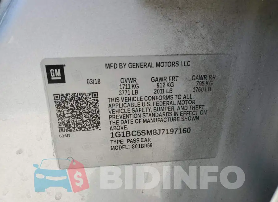 1G1BC5SM8J7197160 Photo# 12